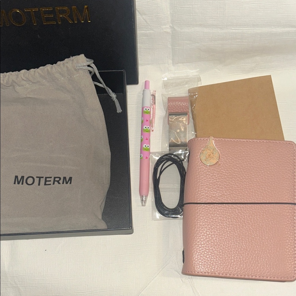 Moterm Pink Leather Planner pocket size traveler with extras